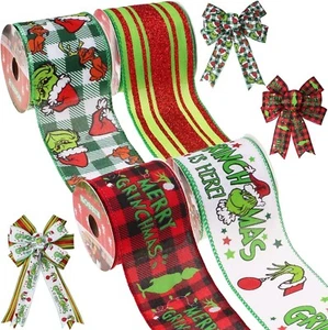 Christmas Ribbon Wired 4 Roll x 5 Yards, for Christmas Decor Crafts - Picture 1 of 6