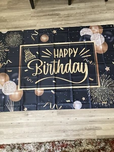 Happy Birthday 4 Grommet Banner 70” X 48” Yard Fence - Picture 1 of 3