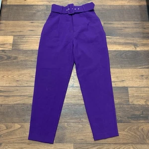 ZARA Women’s High Waisted Purple Ankle Dress Pants with Matching Belt Size S - Picture 1 of 9