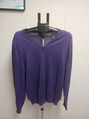 Brooks Brothers 346 Supima Cotton Mens L V-Neck Pullover Sweater Purple - Image 1 of 4