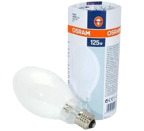 LAMPADA A VAPORI DI MERCURIO 125W OSRAM HQL HPL-N HPM E27 - Immagine 1 di 1