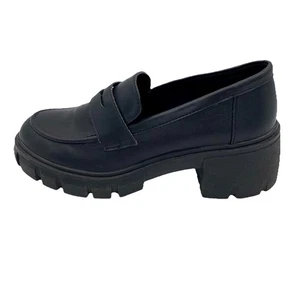 Cushionaire Chunky Penny Loafers Black Lug Sole Memory Foam Goth Grunge Sz 6 EUC - Picture 1 of 12