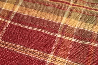 Plaid Pillow Cover 16x16 Red, Tan, Green, Brown, Curved Back w/ Zipper - Image 1 of 4