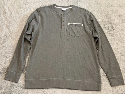 Columbia Shirt Mens L Gray Henley Waffle Knit Thermal Long Sleeve Outdoor Hike - Image 1 of 4