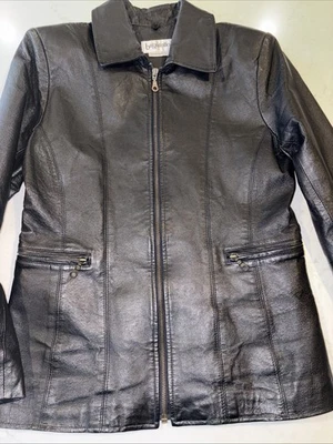 Chaqueta Bagatelle Mujer S Cuero Negro Forrada Sólida Cremallera Completa De Colección Moto Clásica Foto 1 de 4