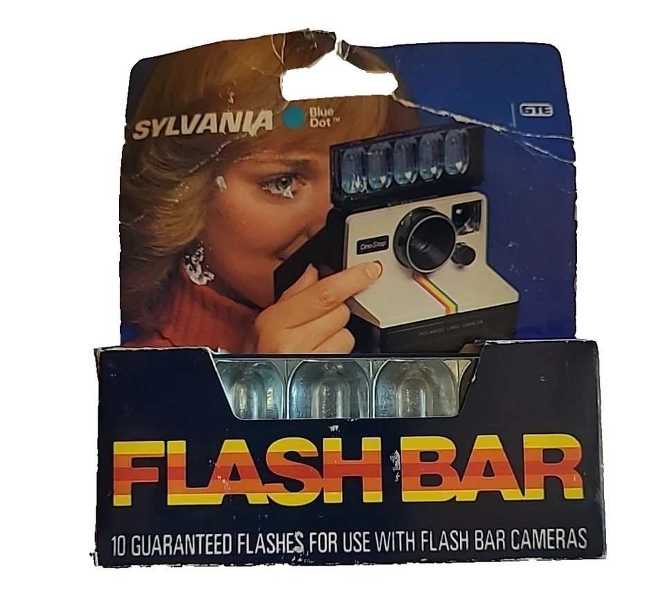 Vintage Sylvania GTE Blue Dot Flash Bar Polaroid Cameras 10 Flashes USA Made
