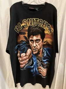 VTG Scarface Clothing Co. NO SNITCHES T Shirt 2XL Sparkle Letters Tony Montana  - Picture 1 of 3