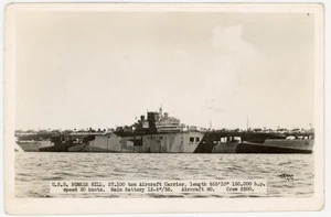 USS Bunker Hill CV-17 Flugzeugträger - WWII RPPC - Echtfoto Marine Kriegsschiff - Bild 1 von 2