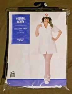 Neu Krankenhaus Honig Krankenschwester Kostüm Kleid + Stirnband plus XXL 18-20 Anzug selbst - Bild 1 von 2