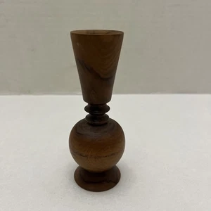 Vintage Mid Century Hand turned Wooden Bud Vase About 4.5 Inches Tall - Picture 1 of 5