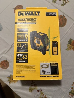 Dewalt DCLE14201G 330 ft. Green Self Leveling Cross Line Laser Level Kit - Image 1 of 4