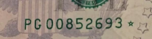 Short Printed Star Note $5 Dollar Bill PG00852693* Fancy Serial Number 320K Made - Picture 1 of 6
