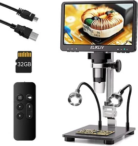 Elikliv EDM9 Pro 7'' HDMI Digitalmikroskop 1200X 16MP USB Mikroskop Münzenlupe - Bild 1 von 12