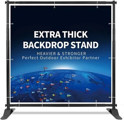 SUPER-HOMEONLINE 8x10' Banner Stand Step and Repeat Adjustable Telescopic Trade Show Backdrop
