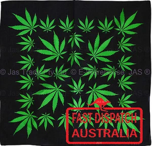 Bandana Cotton Head Wrap Hippie Scarf Cover Marijuana Cannabis Weed Green Leaf - Picture 1 of 4