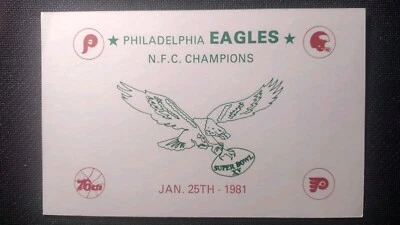 Postal de 1980 Philadelphia Eagles Campeones de la NFC y SuperBowl XV. Philly Eagles  Foto 1 de 2