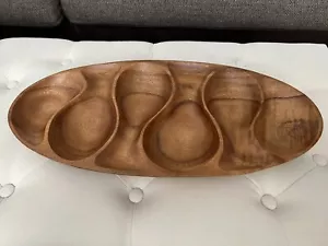 Crate And Barrel Acacia Wood Condiment Serving Tray - Picture 1 of 14