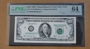 1990 FRN $100 Dollar New York PMG 64 FR#2173-B Choice UNC - Picture 1 of 2