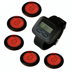 SINGCALL Wireless Waiter Calling Systems, 5 Button Bells and 1 Watch Receiver - Picture 1 of 6