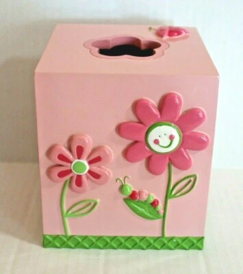 Saturday Knight Borboleta Jardim Caixa de Tecido Capa Rosa Floral Joaninha Excelente Estado Usado - Imagem 1 de 3