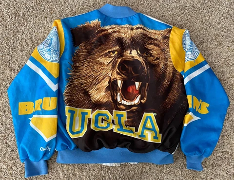 Vintage 80s UCLA Bruins Chalk Line Fanimation Jacket USA Made Size Large Cover