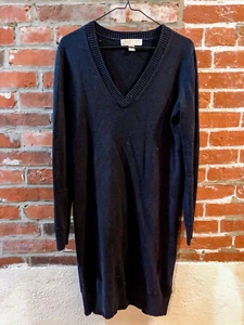 Women’s Michael Kors Black Knit Long Sleeve Knee Length Sweater Dress US Size M - Picture 1 of 5