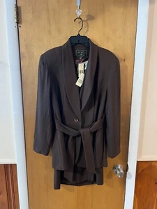 Express Brown Double Breasted Padded Shoulder Blazer & Dress Outfit 3/4 & 7/8 - Picture 1 of 8