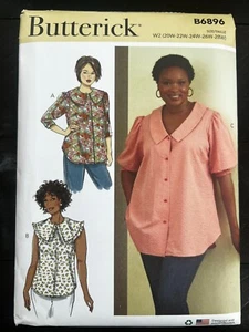 UNCUT Butterick B6896 Women's Tops, Blouse Variations (20W-38W) Sewing Pattern - Picture 1 of 10