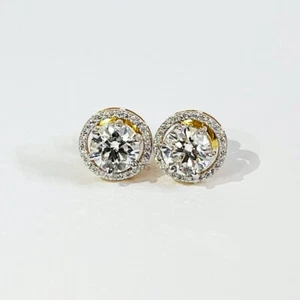 4 Ct White Treated Diamond Studs Great Shine & Luster Color F Certified ! Ideal - Picture 1 of 6