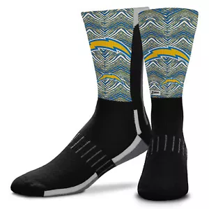 Zubaz X FBF NFL Adult Unisex Los Angeles Chargers Phenom Curve Crew Socks - Picture 1 of 1