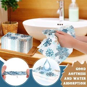 200 Pcs Christmas Snowflake Guest Napkins 3 Ply Disposable Holiday Paper Napk... - Picture 1 of 6