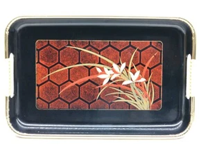 Vintage Lackgeschirr japanisches Tablett NISHI GARDEN Make-up Parfüm Servieren 10" x 6" - Bild 1 von 5