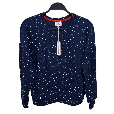 Sundry Size S (4-6) Navy Blue White Stars Crew Neck Pullover Top NWT - Image 1 of 4