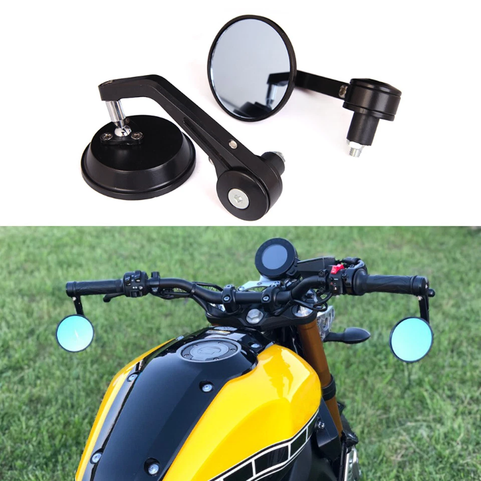 Motorcycle Round 7/8" Handle Bar End Mirrors For Honda Yamaha Suzuki Ducati HG - Image 1 of 4