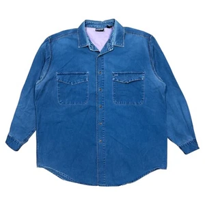 Vintage 80s Patagonia Denim Cotton Canvas Button L/S Work Shirt Blue Mens XL - Picture 1 of 14