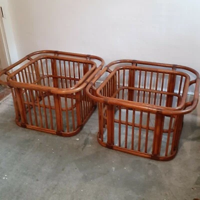 Mesas de centro vintage de bambú/ratán marrón Jordan solo 2 mesas  Foto 1 de 4