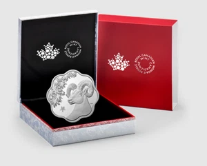 2015 Year of the Sheep (Lunar Lotus-Scallop Shaped) $15 Fine Silver Coin - Bild 1 von 1