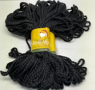 Unidad de hilo de alpaca Misti Baby de 1 negro 436 grueso 2 capas nuevo súper suave Foto 1 de 4