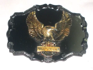 Vintage HARLEY-DAVIDSON MOTOR CYCLES Enamel Flying EAGLE Belt Buckle - Picture 1 of 4