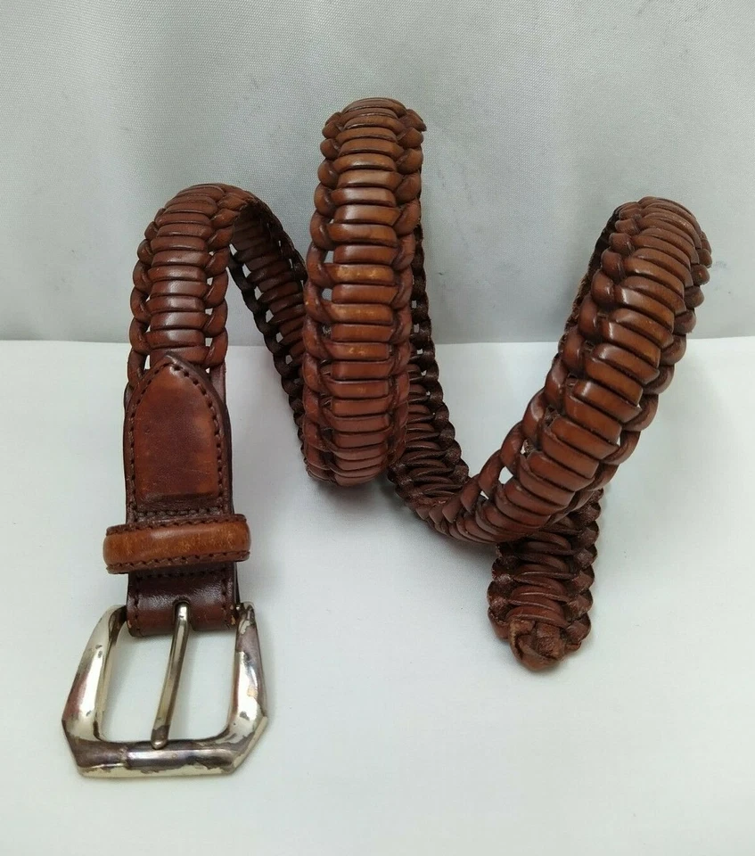 Cinto Feminino Brighton Couro Marrom Tecido Fivela Silverston Sólida - Tamanho 36 - Imagem 1 de 4