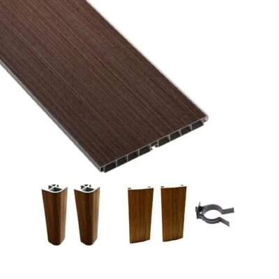 KIT Zoccolo Cucina 2 PZ 2MT +1PZ 1MT N. SCURO H 10 12 15 CM CON ANGOLI E GANCI - Immagine 1 di 4