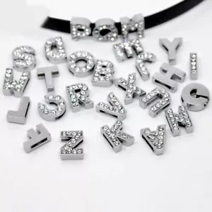 Rhinestone Letters Slide A-Z DIY Charms Name Personalized Collars Bracelet Bling - Picture 1 of 9