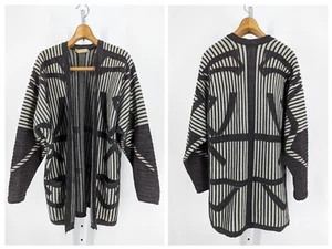 Laurel by Escada Vintage 80s Textured Knit Geometric OpArt Open Cardigan Jacket - Picture 1 of 8