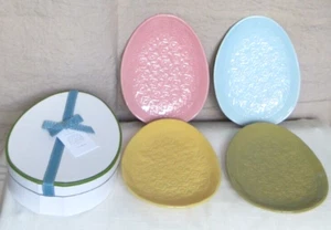 Pottery Barn *NEW* Charlotte Easter Egg Dessert Salad Plates Ceramic Set of 4 - Picture 1 of 5
