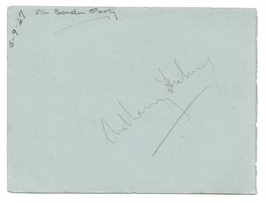 Anthony Hulme. Actor. Paul Temple. Signed 1940s Autograph Album Page - Picture 1 of 2
