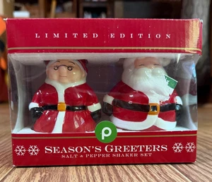 Salt & Pepper Shakers Publix Santa & Mrs Claus Ceramic Christmas Limited Edition - Picture 1 of 3