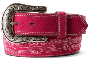 Ariat Western Womens Belt Leather Embroidered Boot Stitch Pink A1568029 - Picture 1 of 1