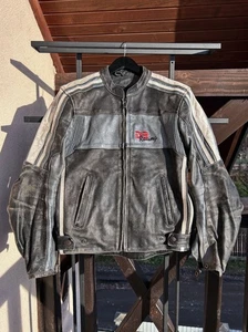 STREETWEAR VINTAGE MARLBORO FERRARI STYLE BOXY RACING LEATHER JACKET Y2K 90S - Picture 1 of 13