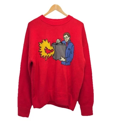 Ader Error 2019 Mens Size A1 Red Heavy Wool Knit Crewneck Kingsman Scene Sweater - Image 1 of 4