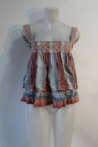 Warmes mehrfarbig gestreiftes ärmelloses Babydoll-Top aus Baumwolle für Damen 1 US/S - Bild 1 von 9
